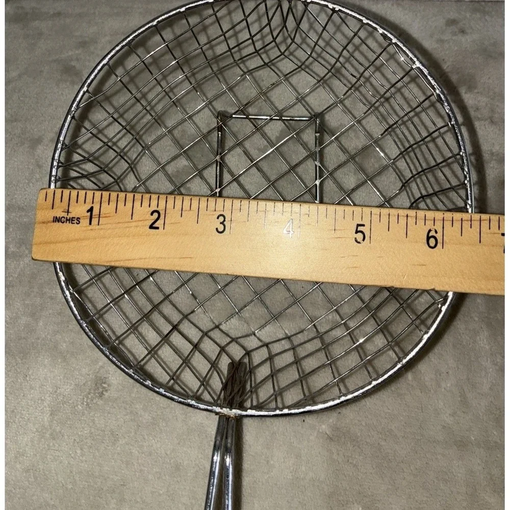 Round Stainless Mesh Basket 7 Inch French Fryer Baskets With Handle